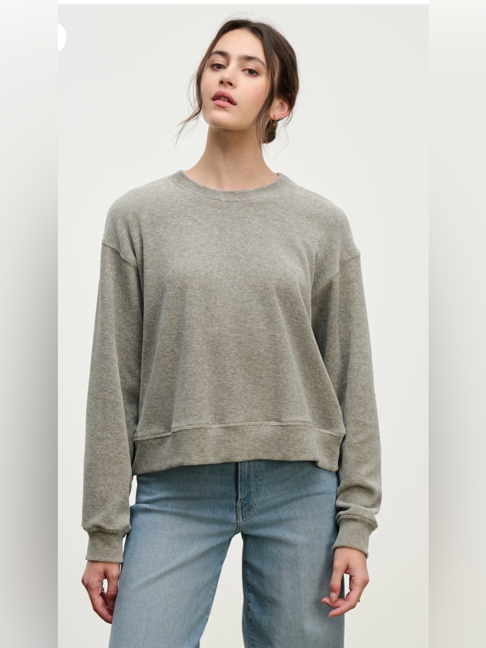 Velvet by Graham and Spencer Halima velour sweatshirt medium gray 100% cotton